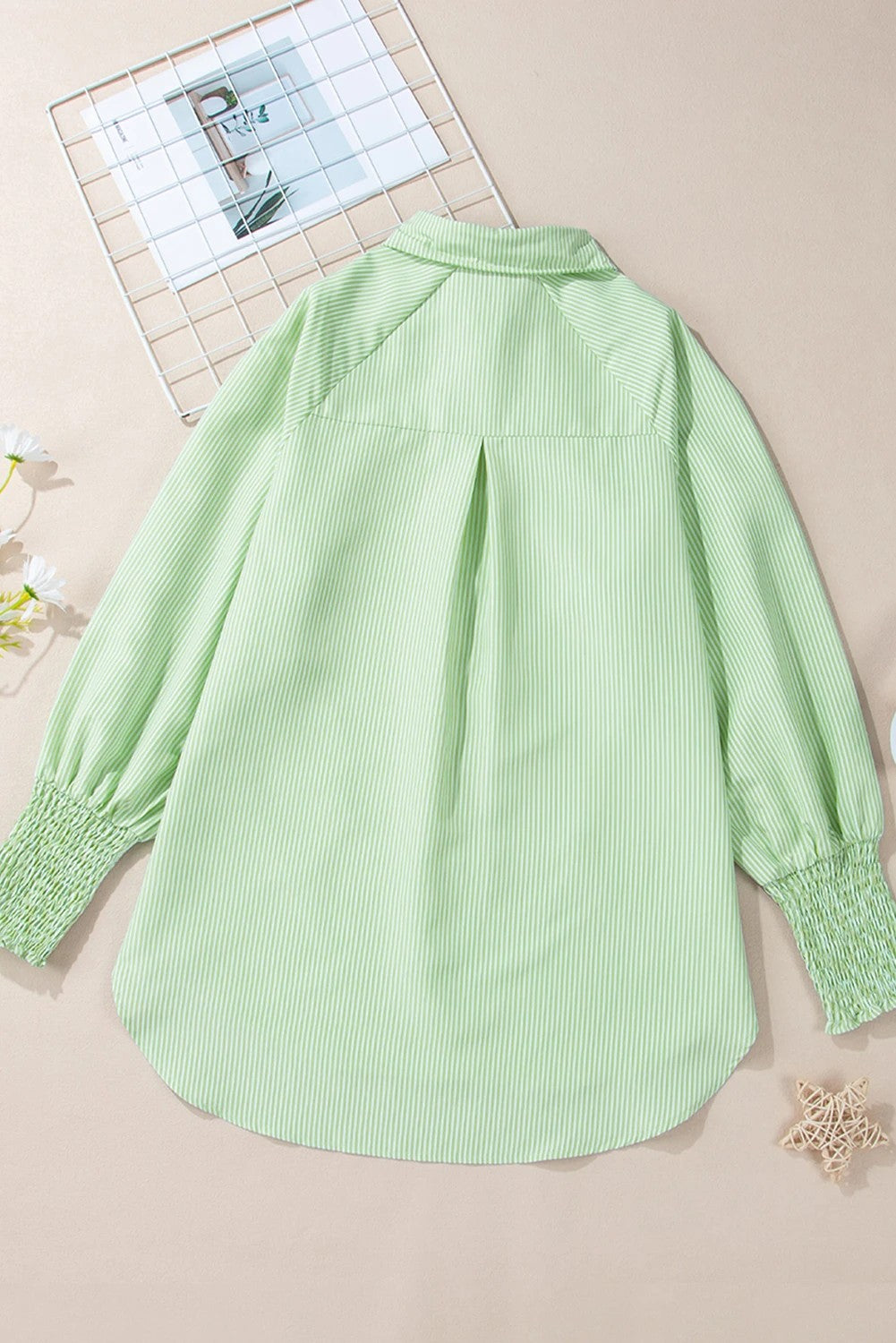 Grass Green Striped Pocket Button Up Shirt