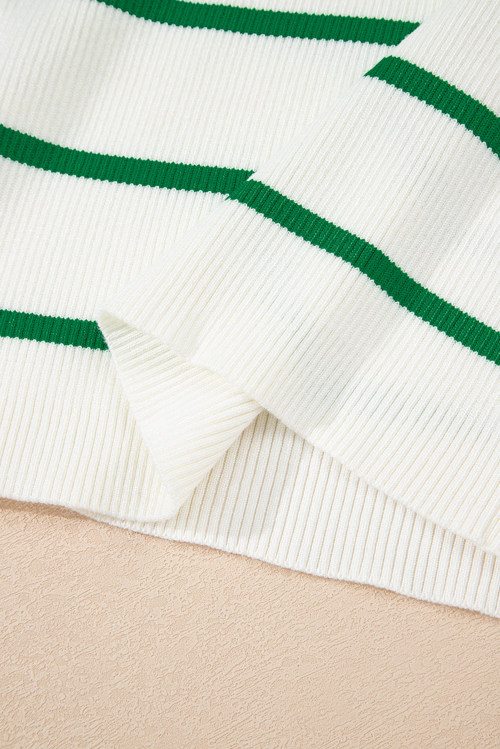 Bright Green Striped Scalloped Edge U Neck Sleeveless Sweater Vest