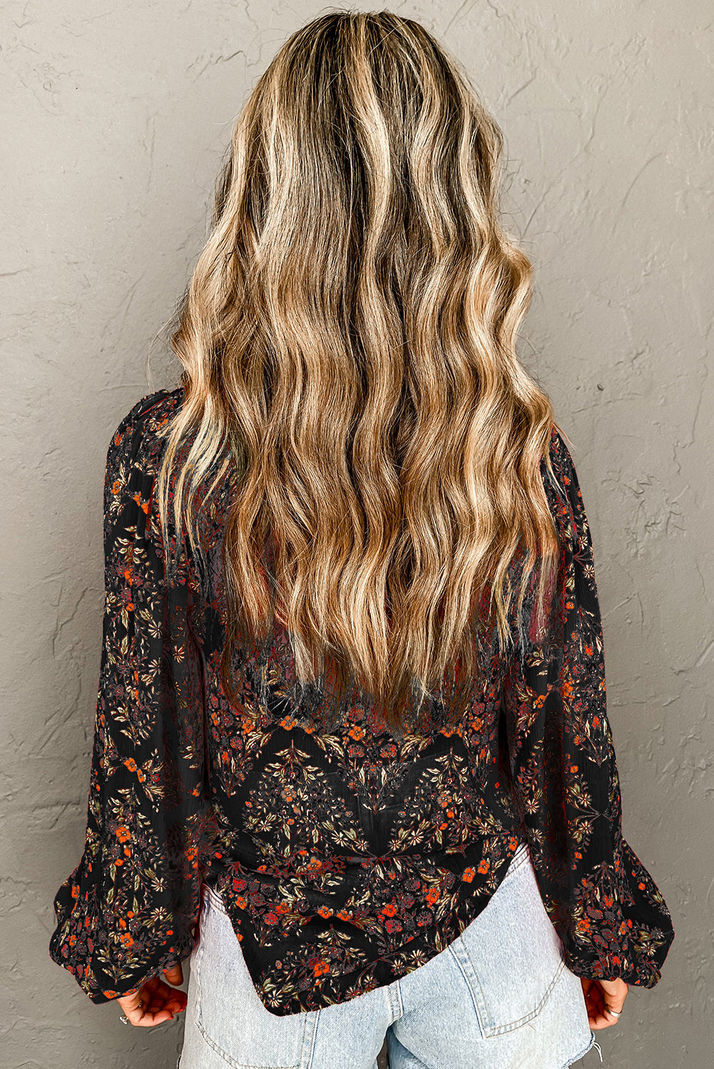 Black Strawberry Aesthetic Floral Puff Sleeve Shirt