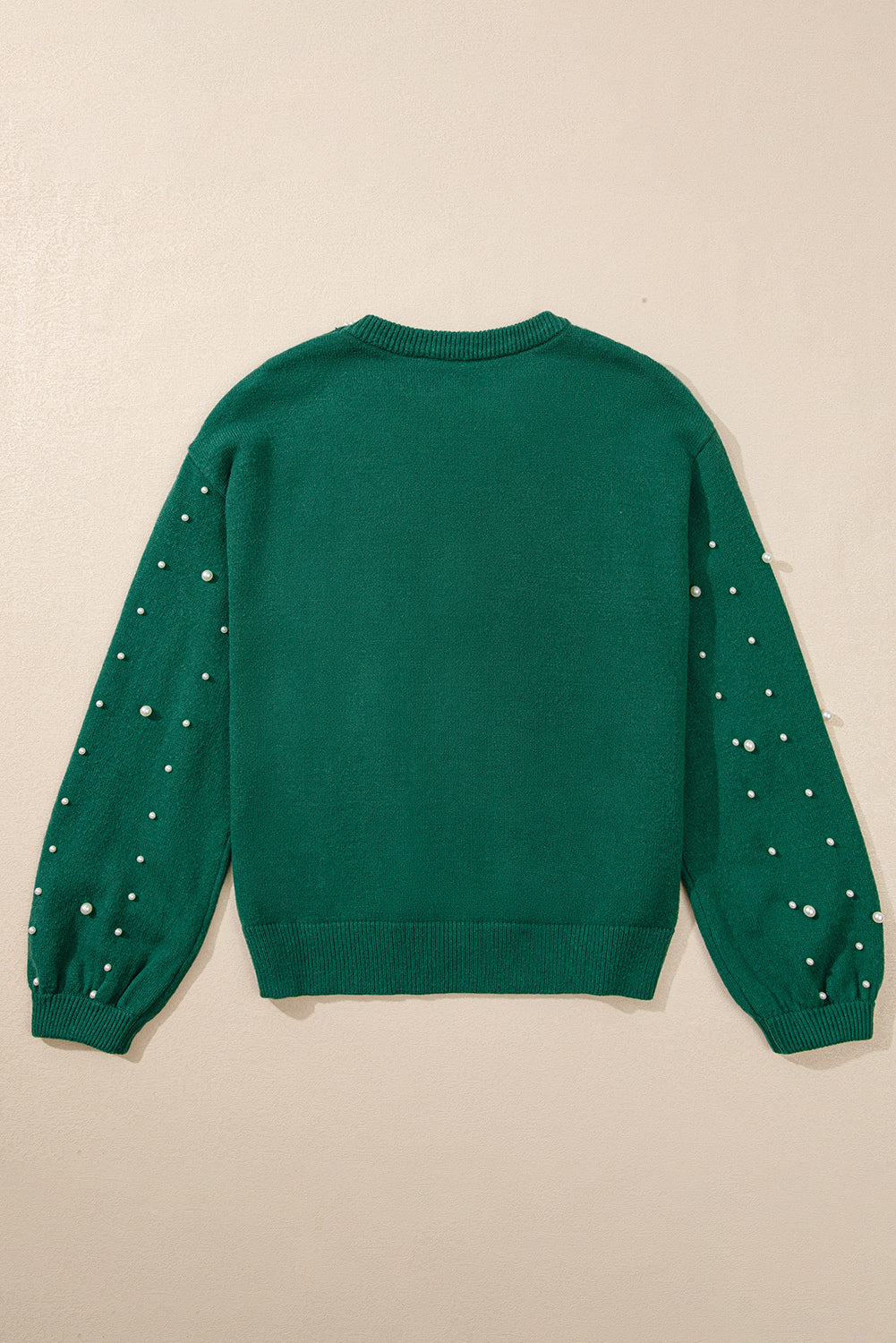 Evergreen Pearl Drop Shoulder Round Neck Sweater